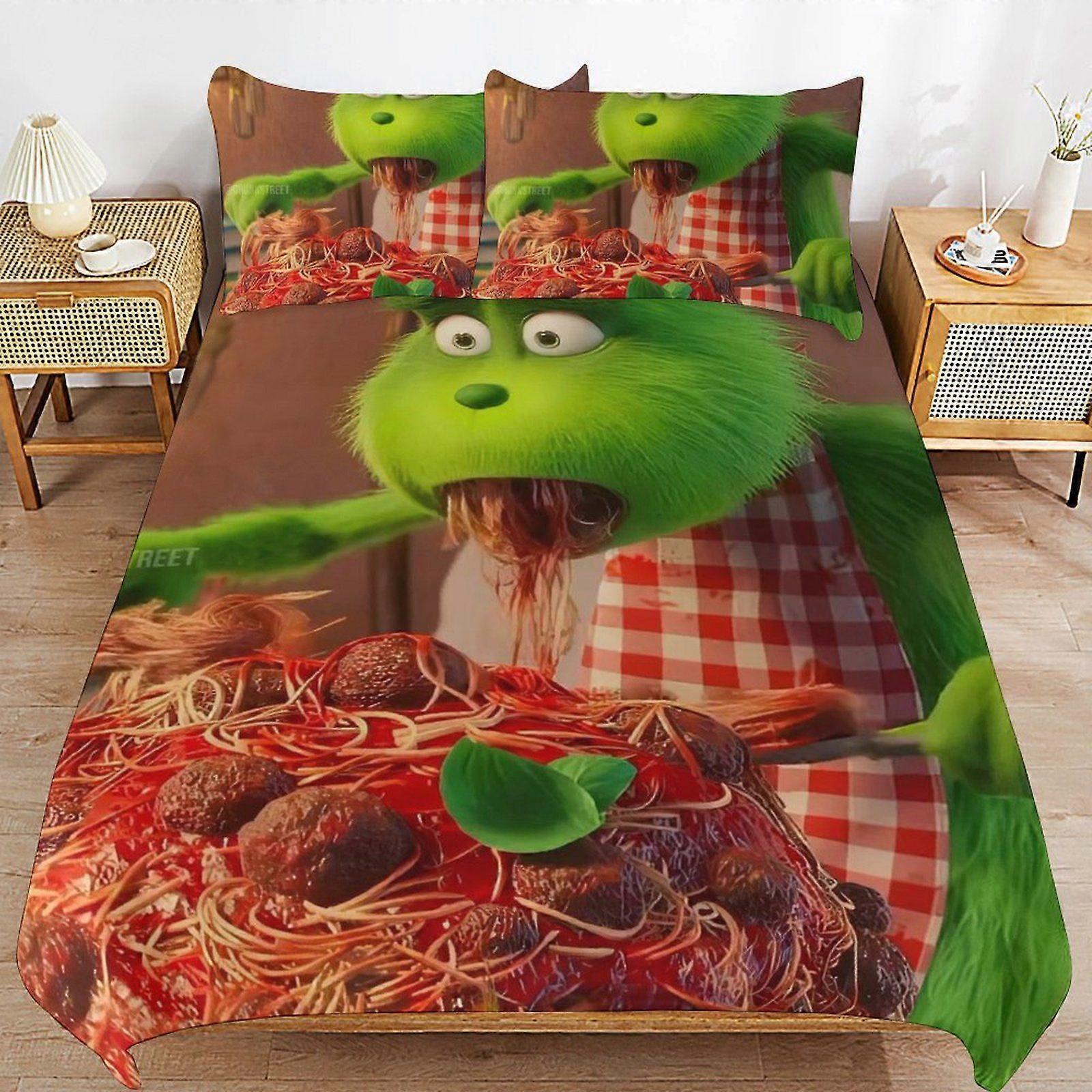 j615 The Grinch Durable Fabric Breathable Texture Soft Handling Sleep Set Duvet Cover Sets Guest Room Use o615