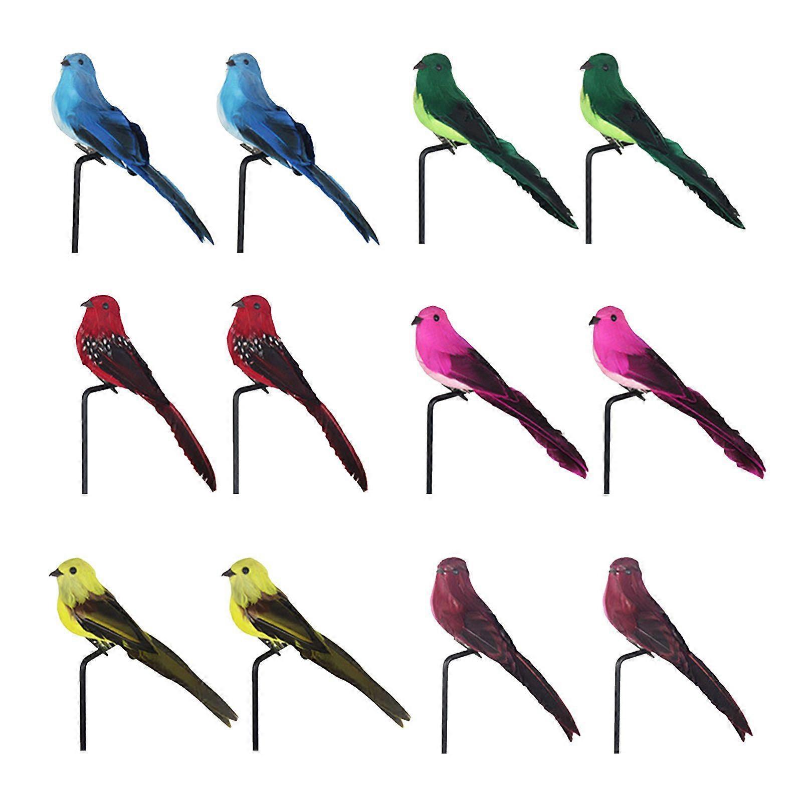 Minglan 12pcs simulated bird landscaping home decoration crafts props ornaments pendant feather bird