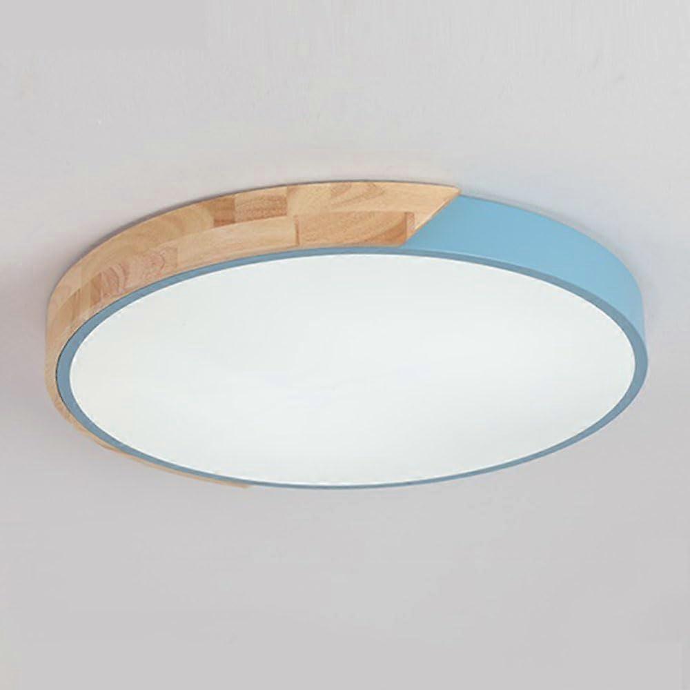 Nordic Round LED Ceiling Light  Macaron Flush Mount, Modern Thin Design TriColor Dimming 3000K/4500K/6000K Blue 60cm
