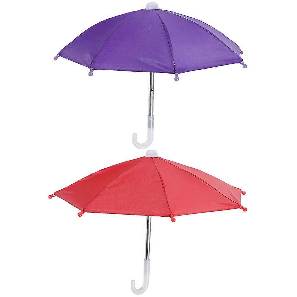 Riding Small Umbrella Small Phone Sunshade for Outdoor Use 2Pcs Decorative