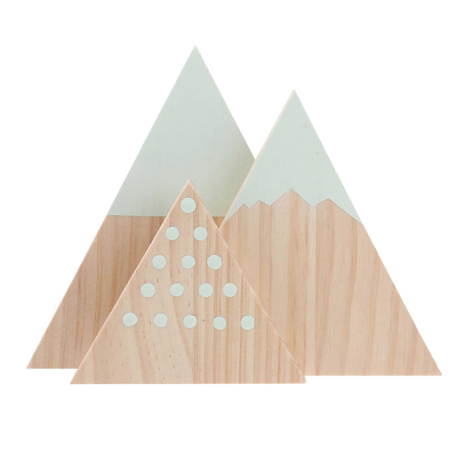 Wooden Crafts for Desk Triangular Ornament for Decoration 6Pcs Green