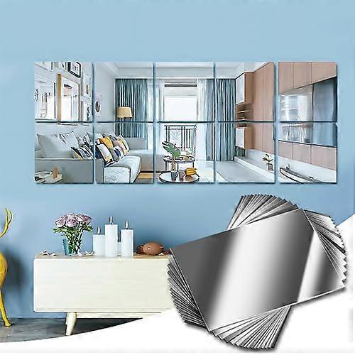 16x Silver Square Acrylic Mirror Clear Random Combination Easy To Install Wall Mirror Walls Colorful