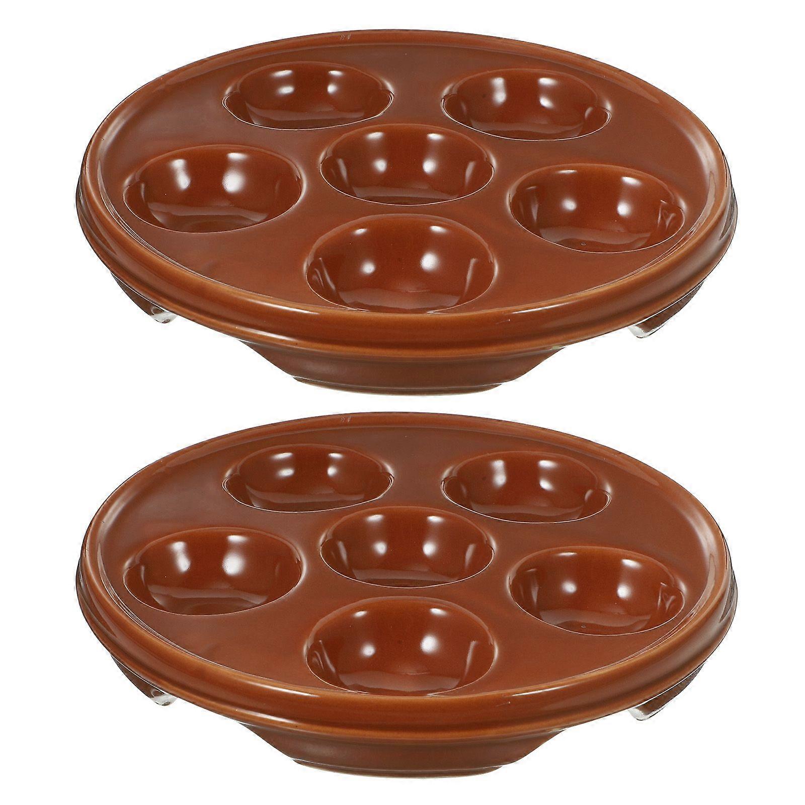 2Pcs Ceramic Baking Pan Escargot Baking Plate Conch Plate Household Tableware