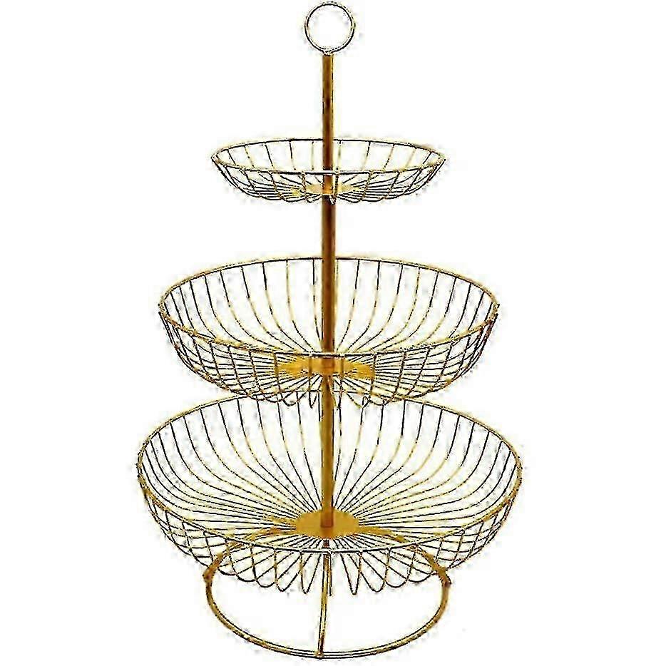 Hedelmäkori 3-tasoinen metallinen hedelmäkuppi vihanneshedelmäkakku näyttöteline