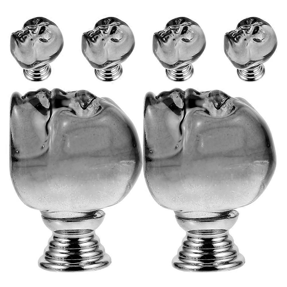 Skull Skeleton Cabinet Knobs Glass Handles for Cupboard with 6Sets Screws