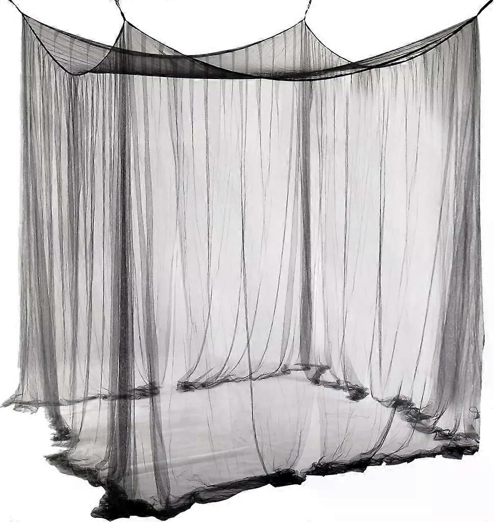 Polyester canopy, beautiful bed canopy, large mosquito net, mosquito net for double bed (black)
