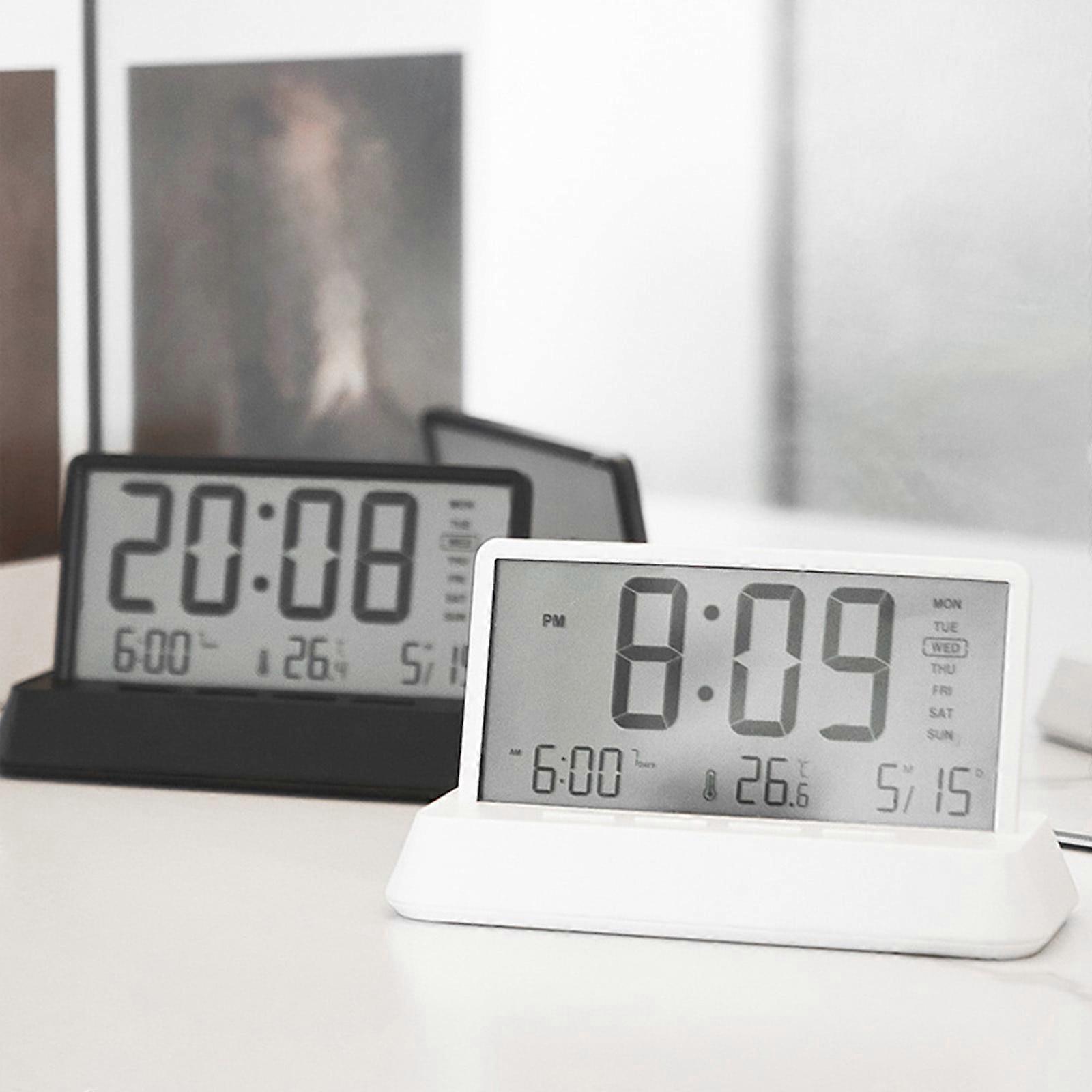 Jacenvly LCD Weather Clock with Alarm, Calendar & Temp/Humidity Display - Compatible with Home Decor Clearance