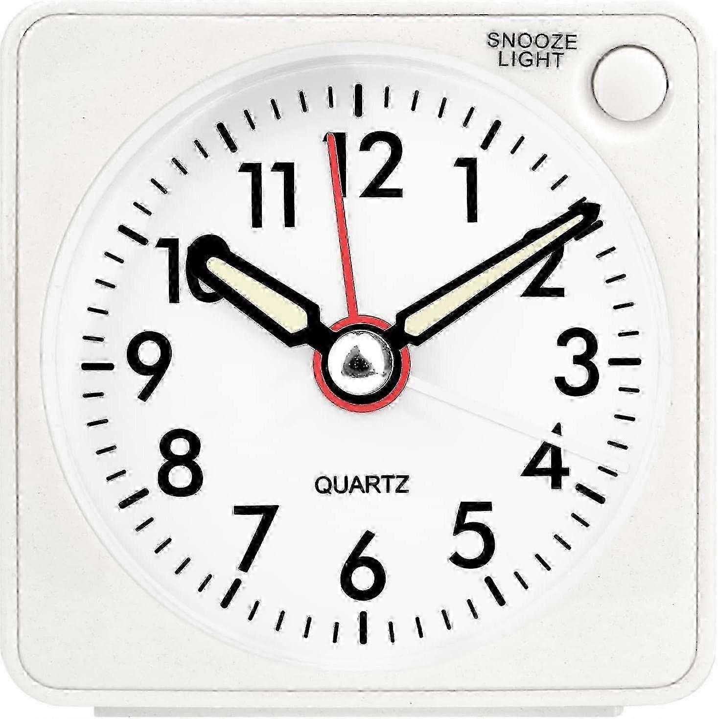 Silent Analog Alarm Clock, Small Quiet Travel Alarm Clock with Snooze and Light, Quartz Analog Alarm Clocks for Bedroom Office Travel
