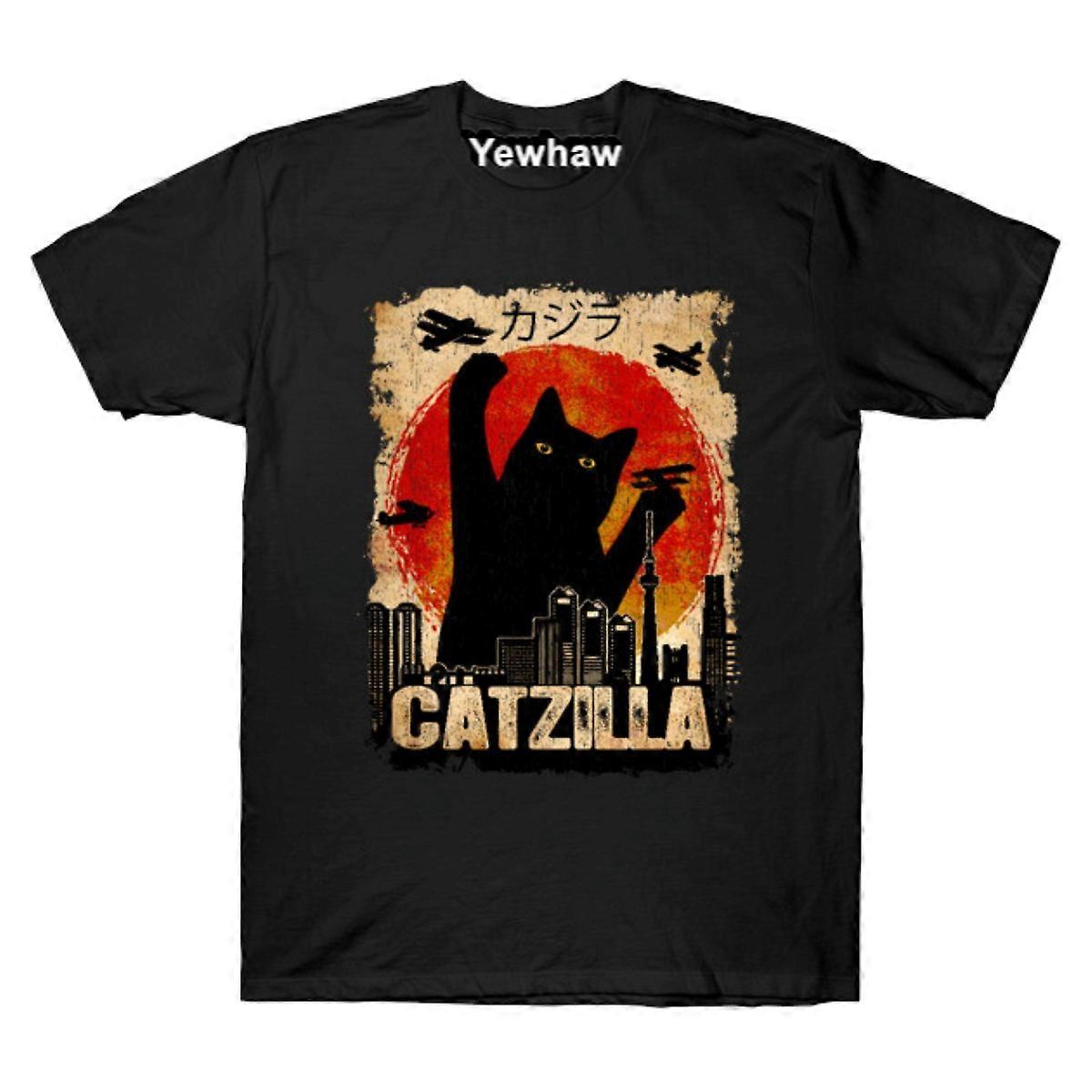 Vintage Catzilla Funny Black Cat T-paita