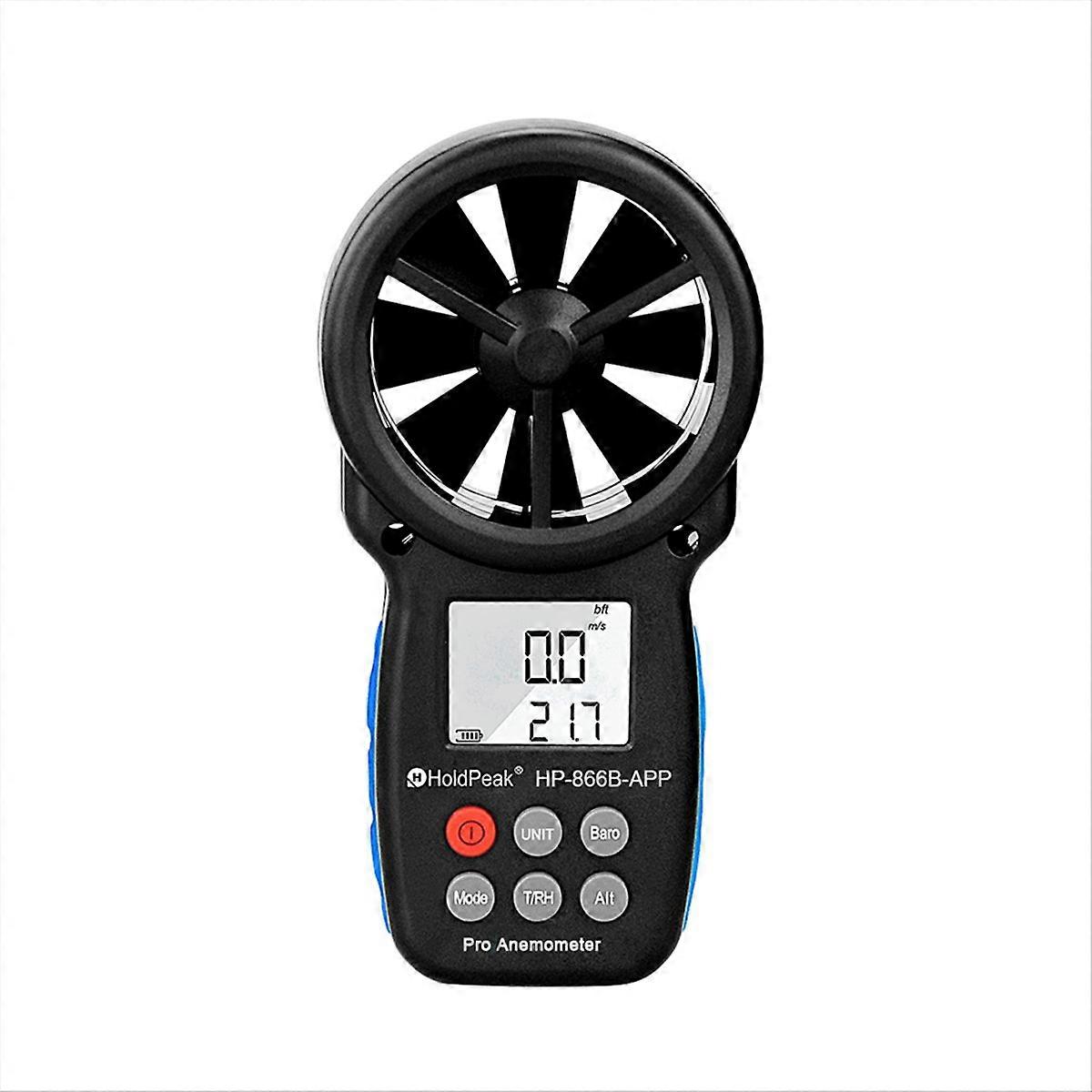 HoldPeak 866B-APP Bluetooth Handheld-Anemometer - Digitale Windgeschwindigkeit,