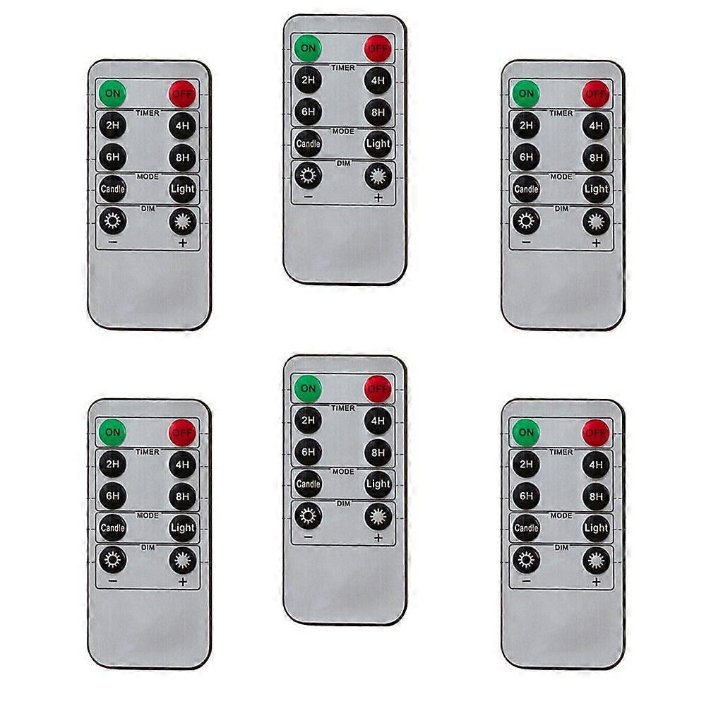 6pcs 10-Key Remote Control With 24-hour Timer For Flickering LED Candle