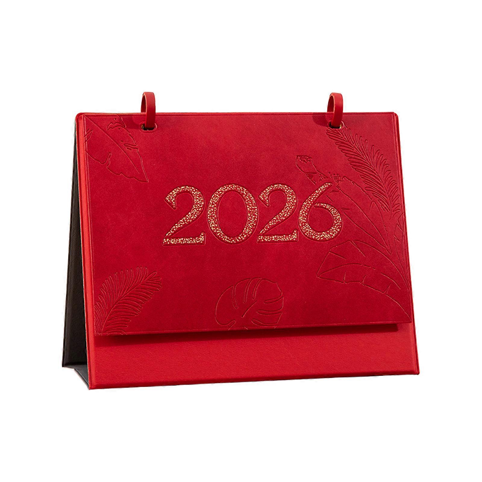 Desk Calendar, 2026 Mini Desk Calendar Planner Double Coil Binding Calendar Standing Flip Small Desktop Organizer Decors  Red