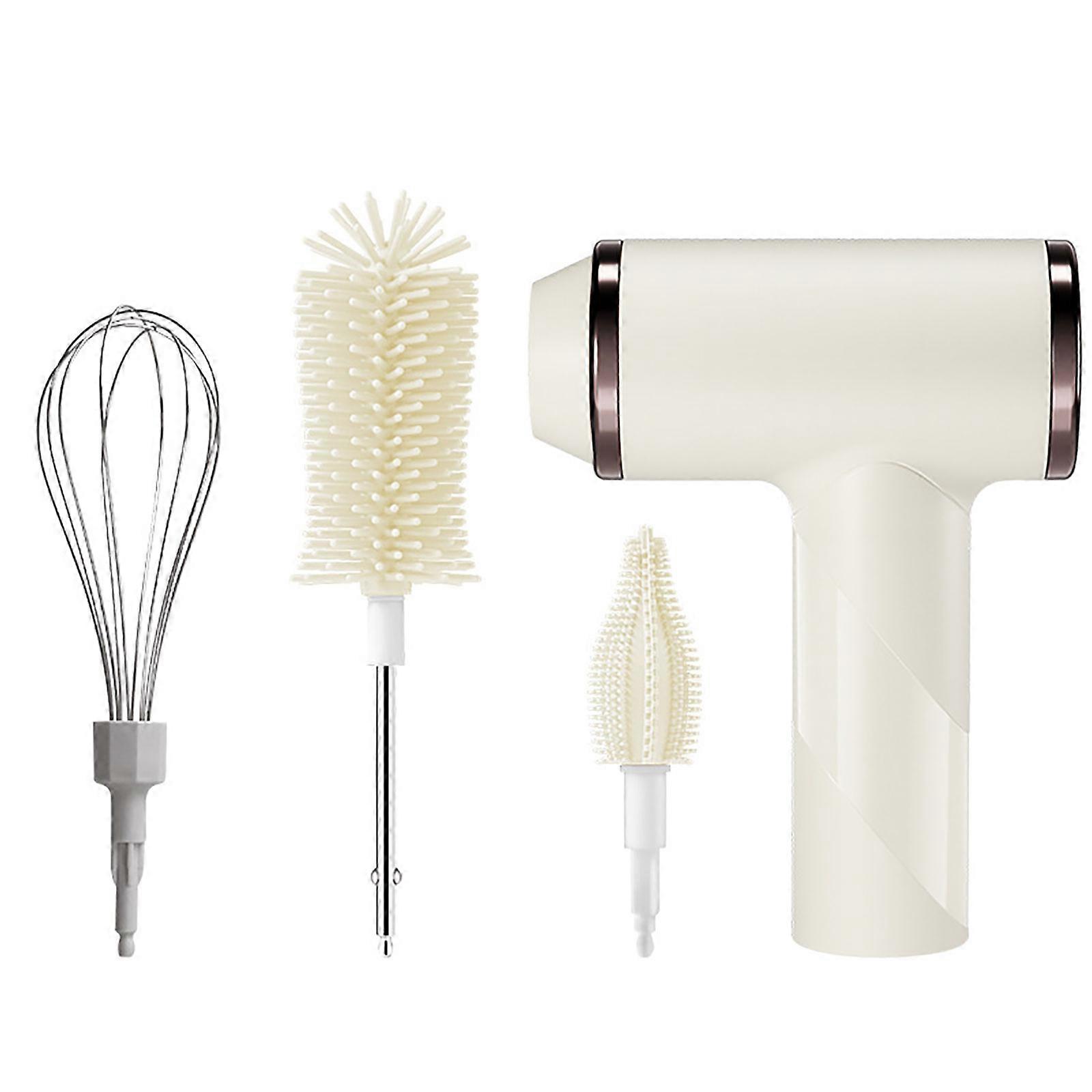 Rechargeable Electric Bottle Brush Structure 1000mAh Battery 120 Minimum Use Ergonomic Against Slip Handle for Protein Agitators Travel Cups  White