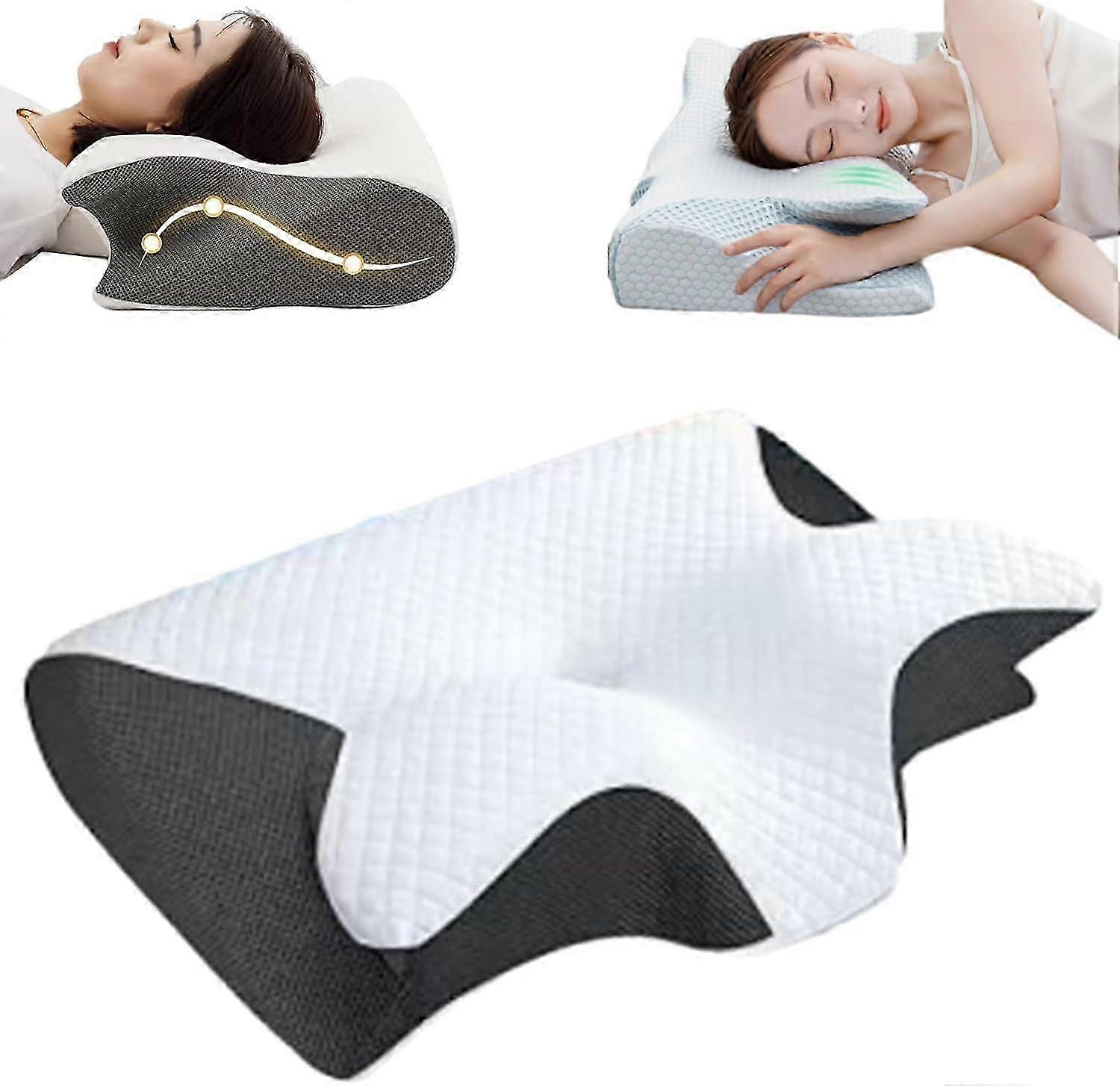 Ergonomic pillow for side sleepers, memory foam, adjustable, black