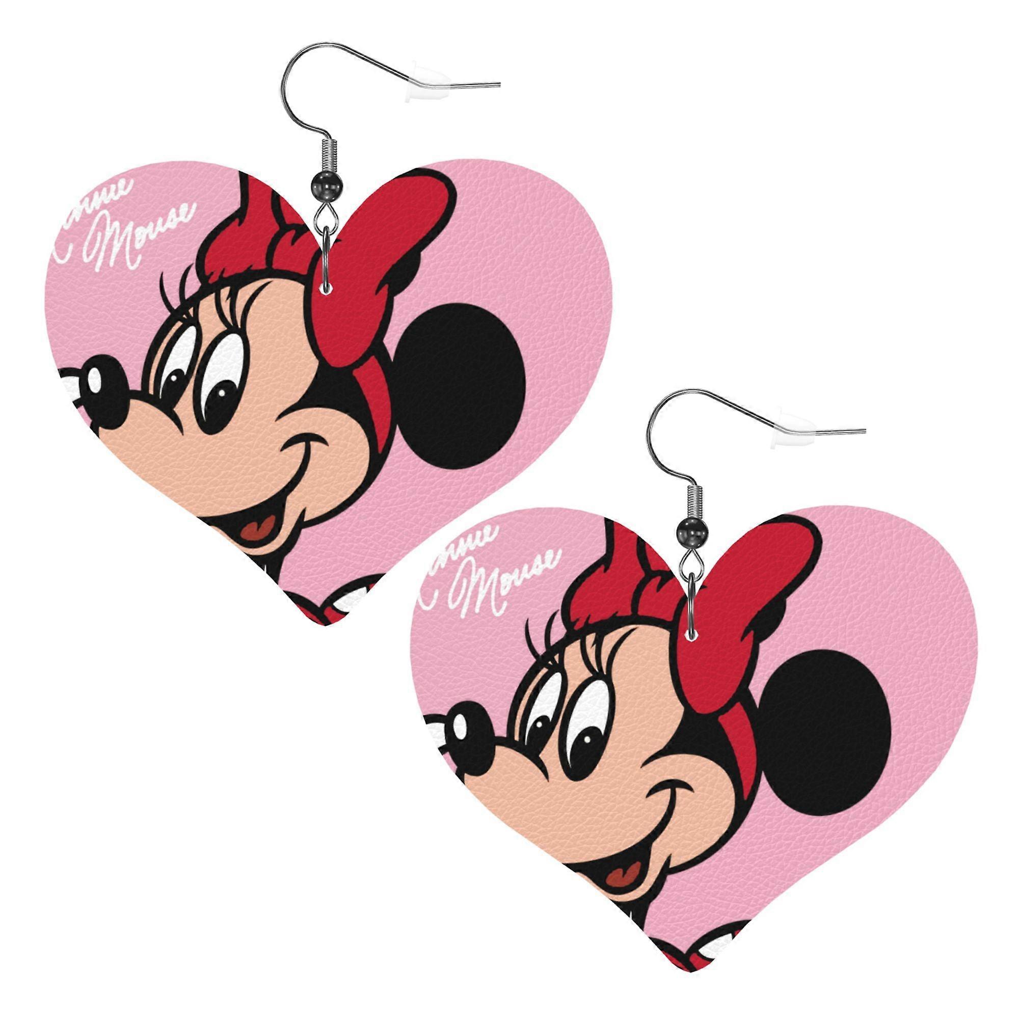 Cartoon Mickey Mouse Leather Earrings Christmas Decorative Design Faux Leather Earring Lightweight Dangle Drop Earrings for Women