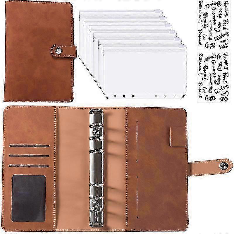 2023 A6 PU Leather Budget Binder Notebook Cash Envelopes System Set,with Binder Pockets for Money Budget Saving Bill Organizer w