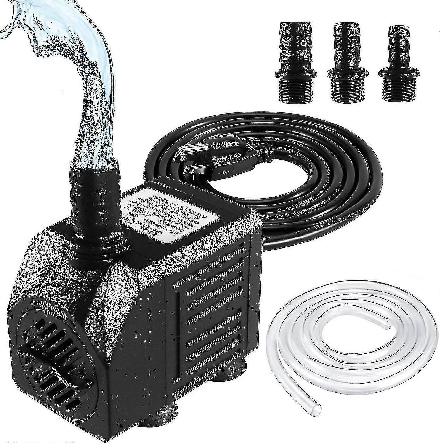 مضخة نافورة ، مضخة مياه غاطسة 150 جالون في الساعة (8 واط 600 لتر / ساعة) ، مضخة نافورة صغيرة صامتة مع خرطوم 3.3 قدم (قطر داخلي - هاي
