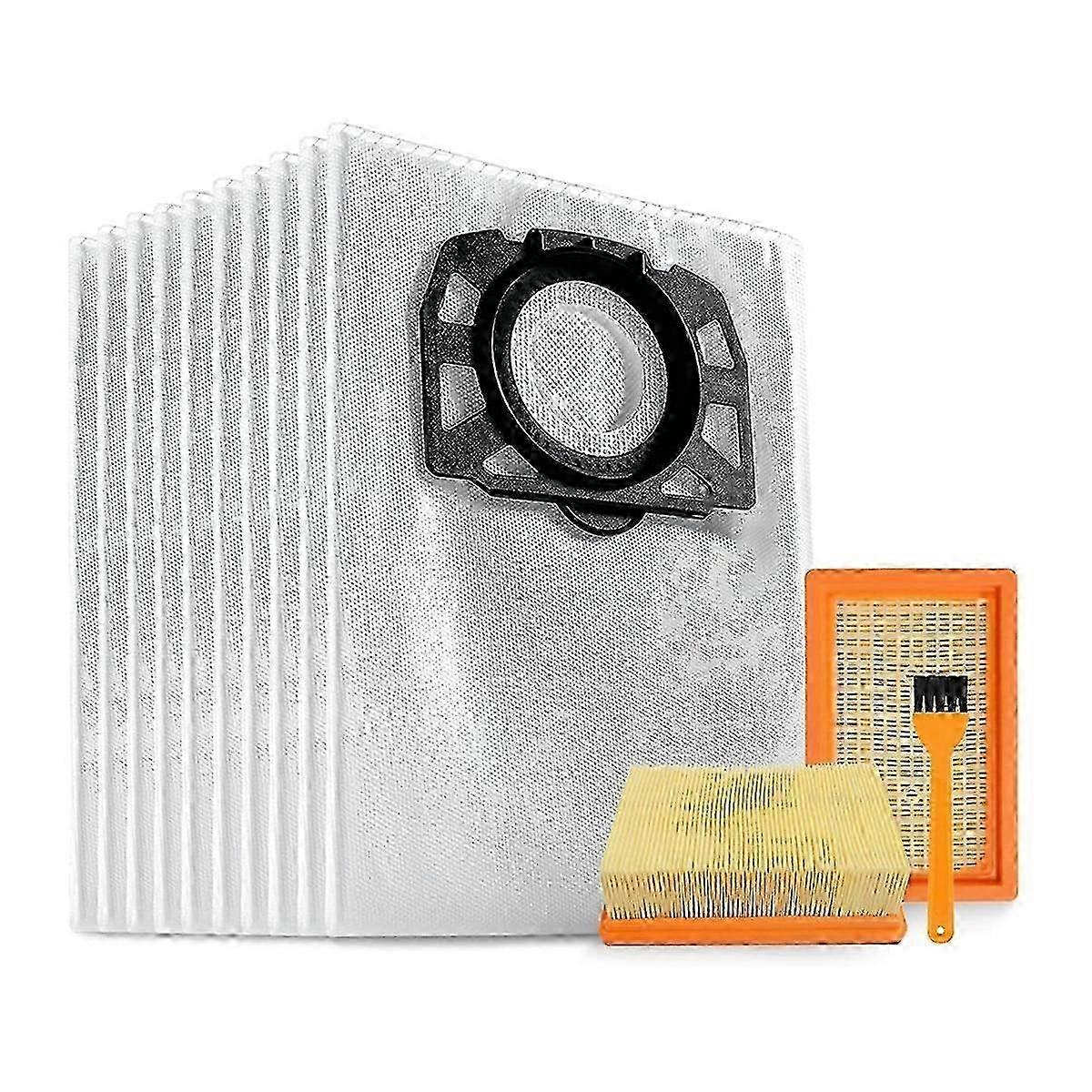 Karcher WD4 WD5 WD6 WD5P WD6P Vacuum Cleaner Bags with 2 KFI 4410 Filters - Compatible with 10 KFI 487 Models [jkw]