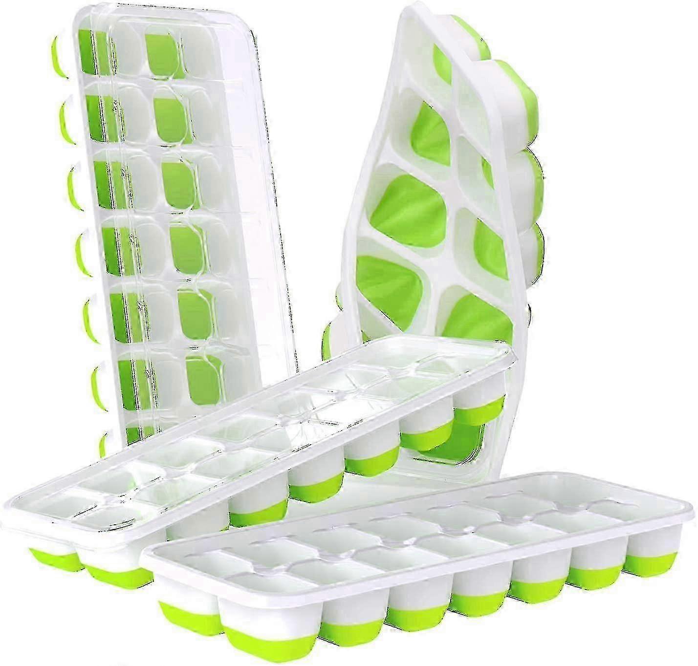 Ice Cube Tray 4 Pack With Non-spill Lids, Ice Cube Maker Tray Lfgb Certified Bpa Free, Ice Cube Moulds Silicone 56 Ice Trays Easy To