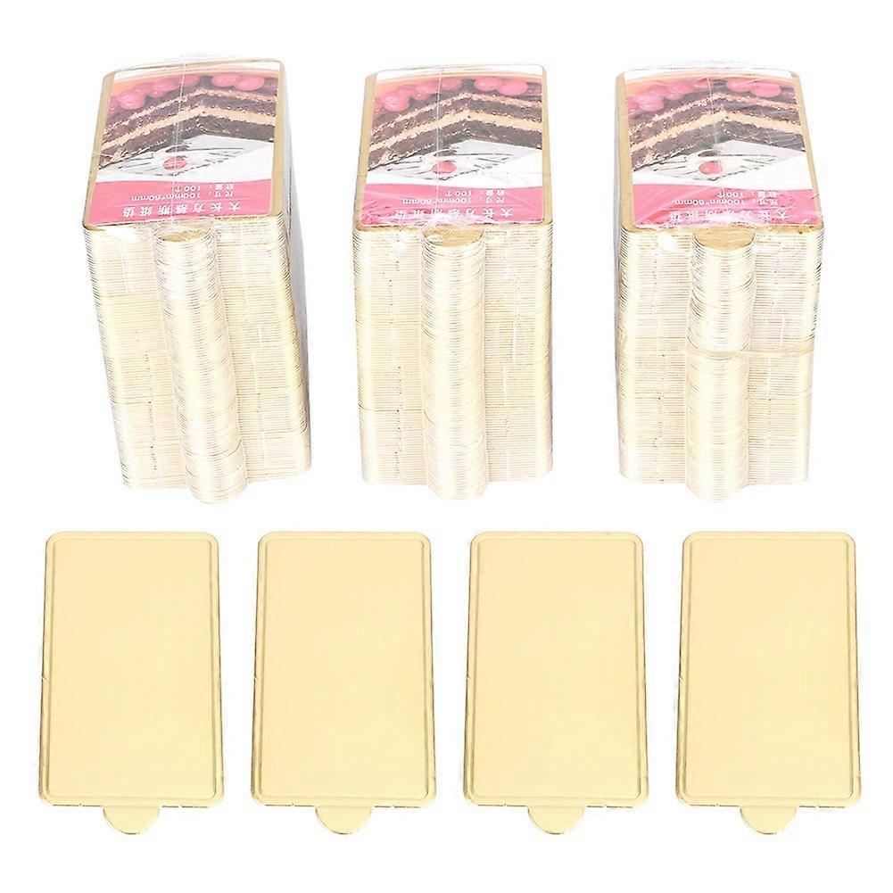 300Pcs Gold Rectangular Mousse Cake Dessert Board Base Cardboard Baking Tools 100x60mm