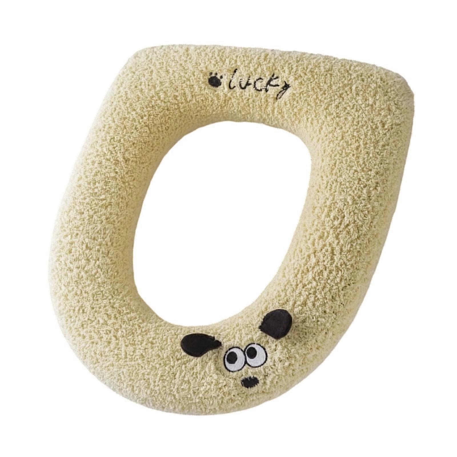 Winter Bathroom Toilet Protector With Convenient Handle Plush Fabric Comfort In Winter Summer Use  Yellow