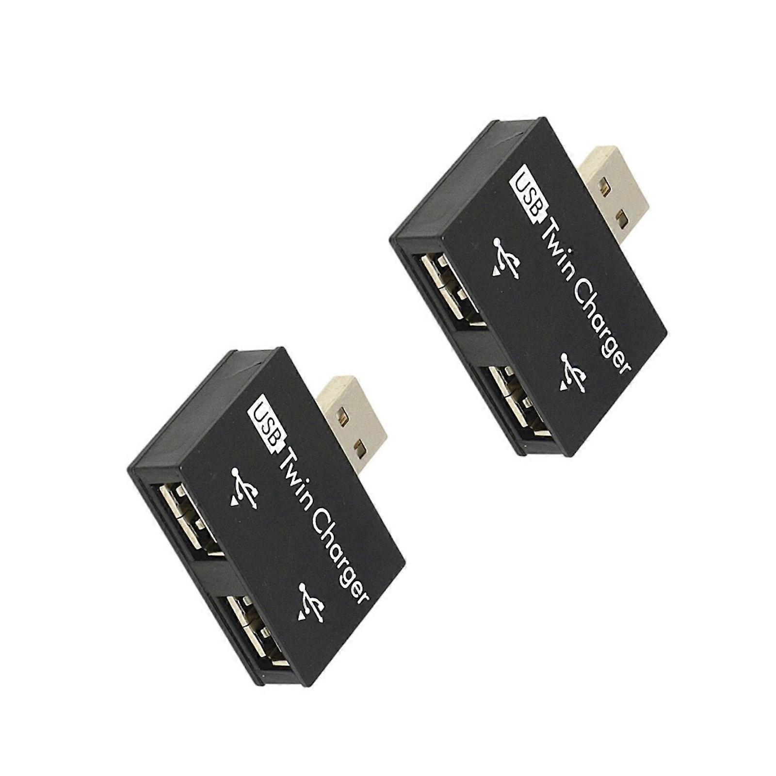 Dense Double USB 2.0 Female Port Center Battery pack Data Transfer Unifier For PC Computer Peripherals  Black