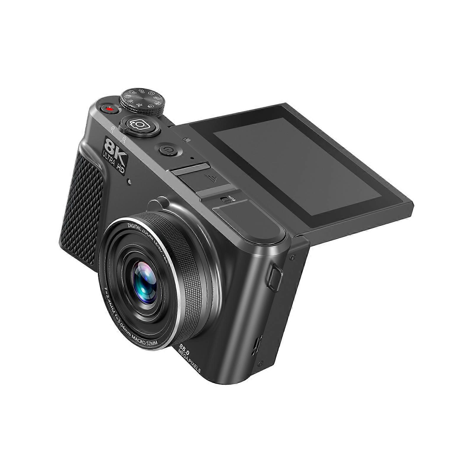 Digital Camera 8K 88MP Auto Focusing Video Camera with 180 Degree Flipping Screen LED Fill Light Support 18X Digital Multicolor