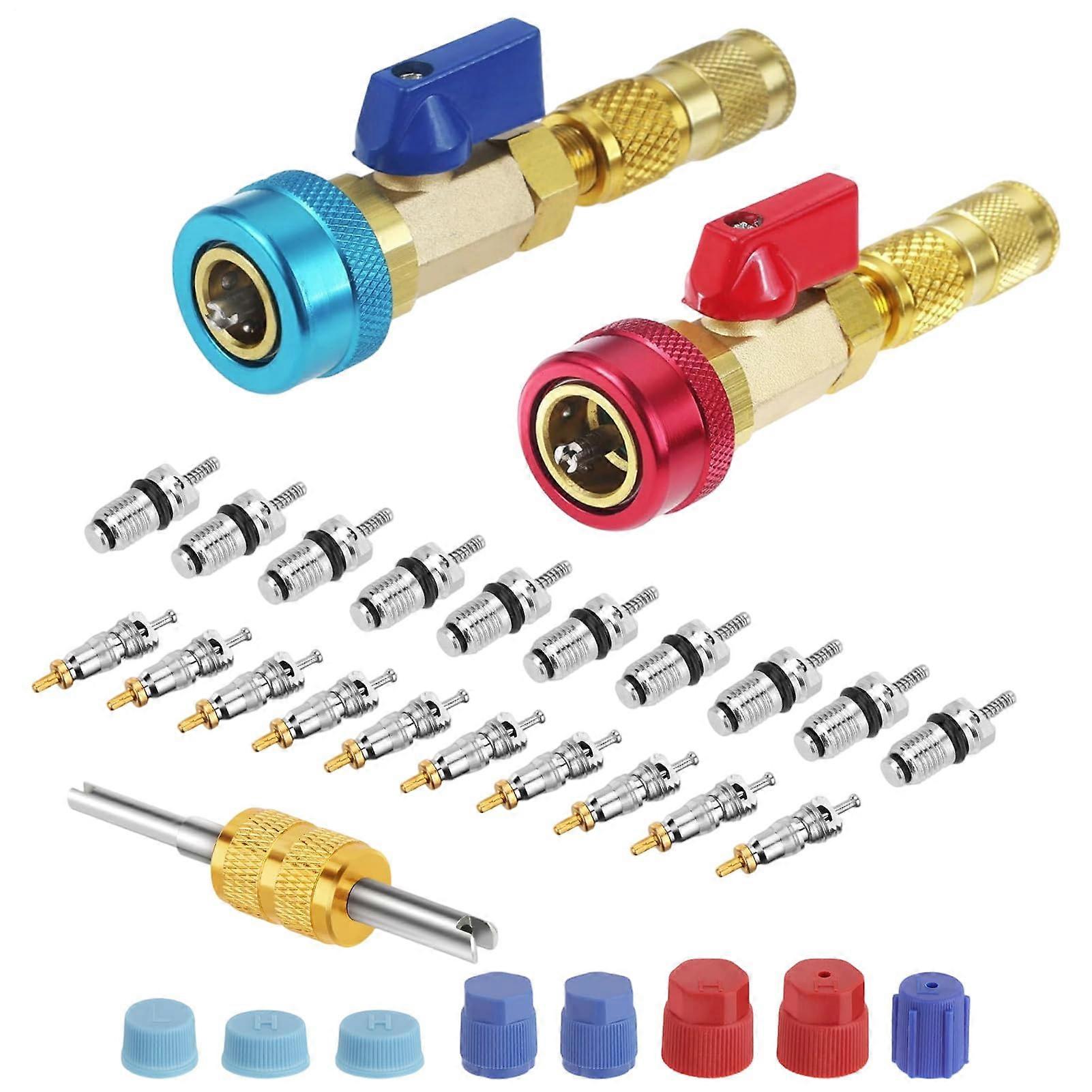 HVAC Valve Core Removal Tool,  Low Pressure A/C Valve Core Tool, Ergonomic Vehicle Flush  Remover Kit