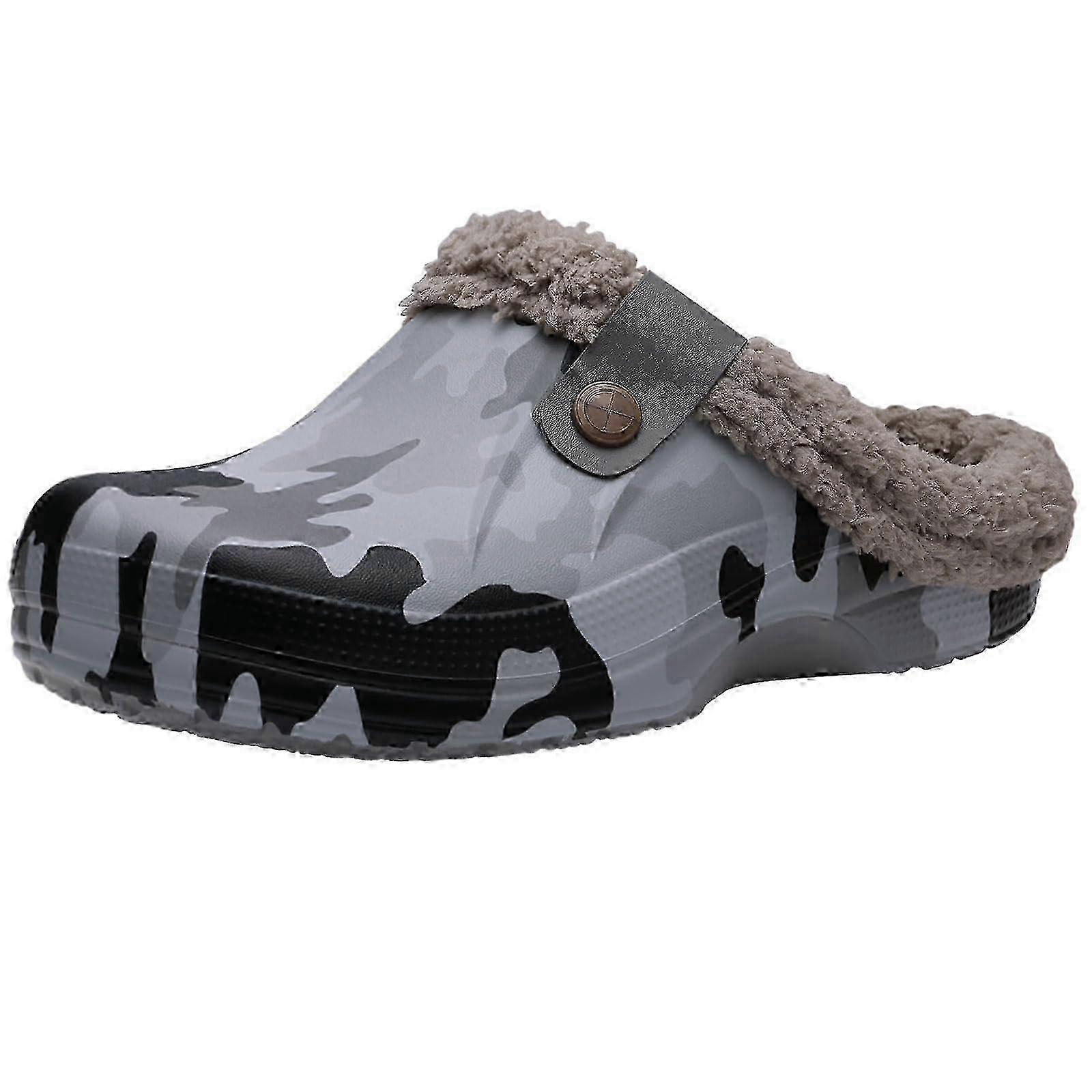 Vinterpäls lurviga tofflor för män utomhus mode Vattentät plysch bomull tofflor inomhus varm mysig halkfri hem skor 2025