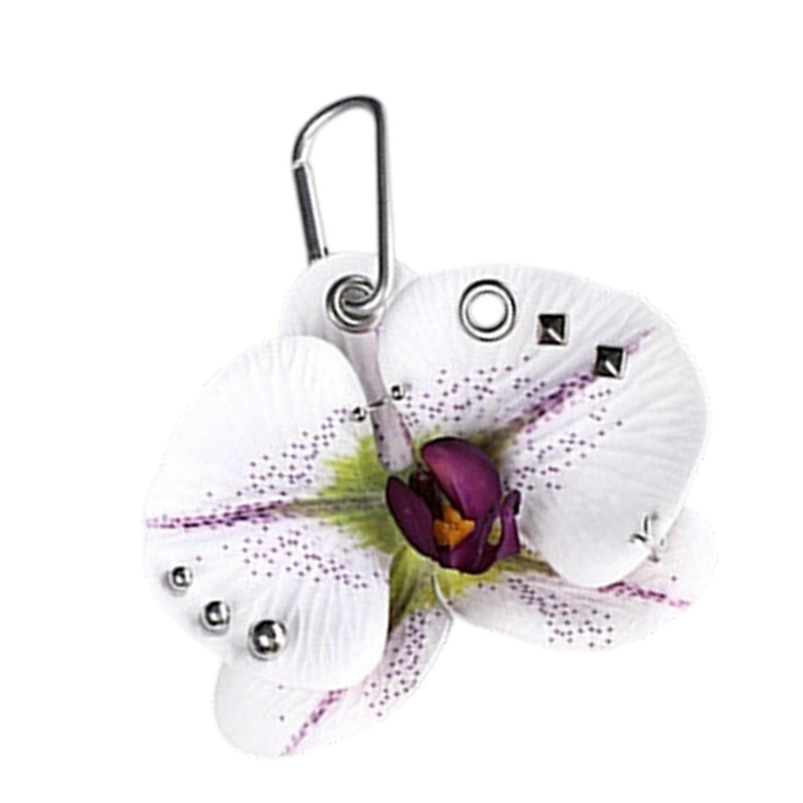 Multifunctional Artificial Flower Key Owner Impermeable Keyring For Car Access Present Box Ready  Purple and white sty