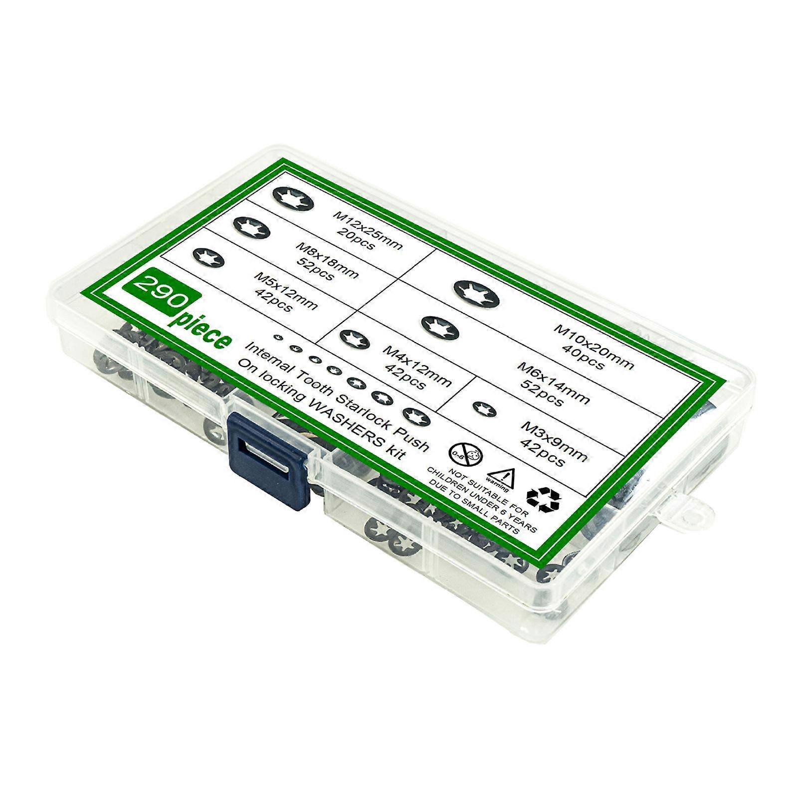 Versatile 290pc Internal Tooth Lock Washers Assortment Suitable for DIY Project Professional Use in Various Application Multicolor