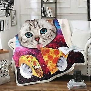 Taco Pizza Cat Sherpa Blanket Fleece Wearable Unique Throw Blanket for Sofa Bed