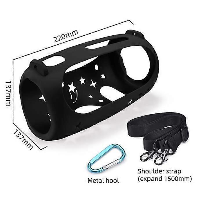 Protective silicone case with buckle and shoulder strap for JBL Pulse5 Bluetooth speaker (Black)
