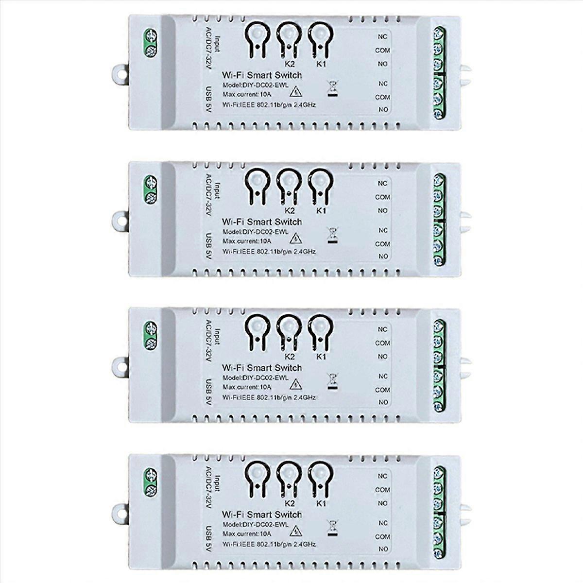 4X 2CH WiFi Smart Switch DIY Timer APP 7-32V USB 5V 2.4G WiFi Home Automation Module for Home IFTT