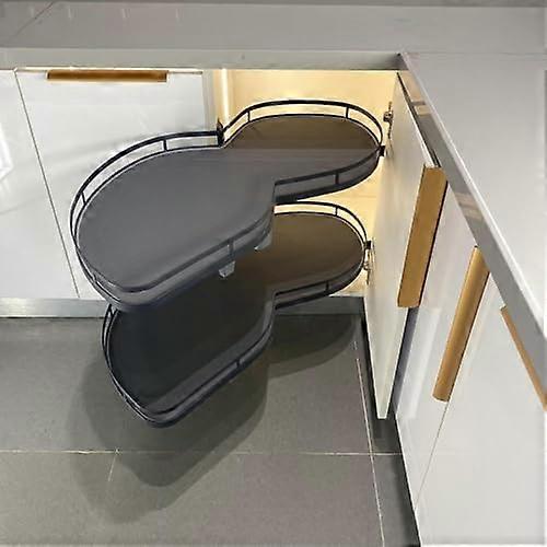 Blind Corner Cabinet Organizer, 2 Tier Swing Tray, Soft Close Pull Out Shelf for 900mm Grey Pull Left