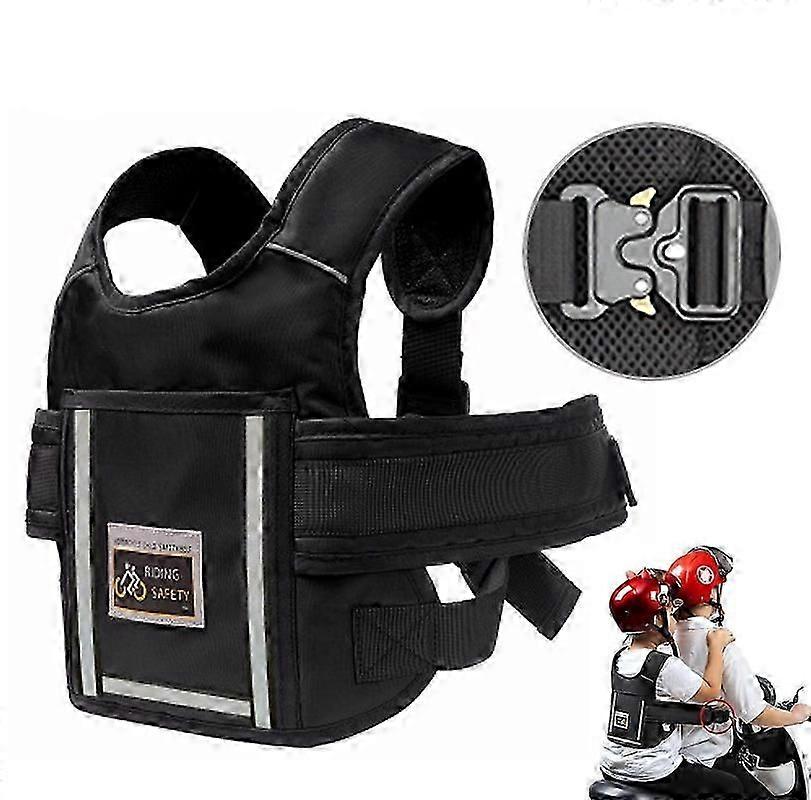حزام أمان دراجة نارية للأطفال ، حزام دراجة نارية للأطفال مع حقيبة ، شرائط عاكسة ، حزام للأطفال ، قابل للتعديل ، تنفس ، للسيارة الكهربائية
