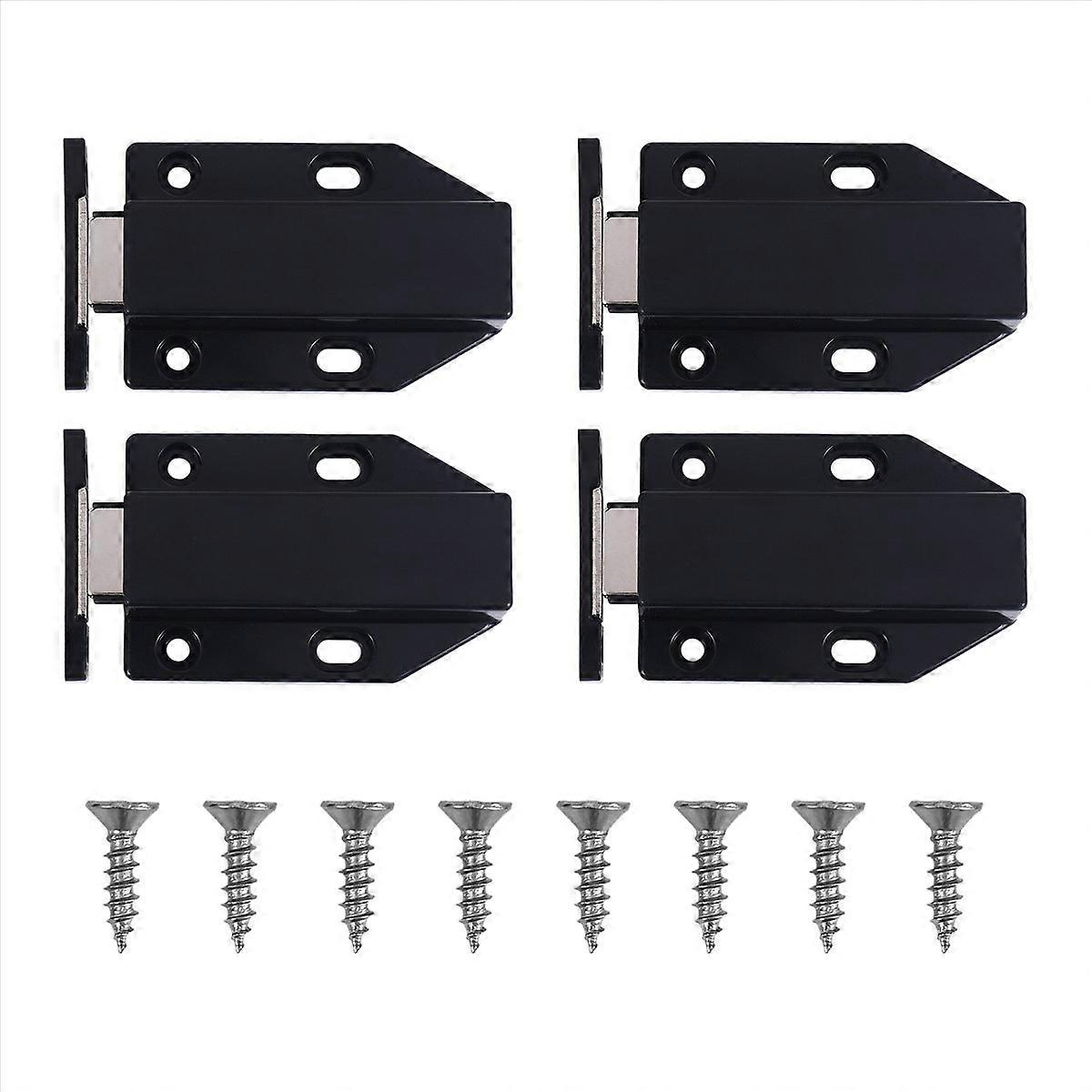 Push Latch Heavy Duty 4 Pack Latches for Large Door Push Black