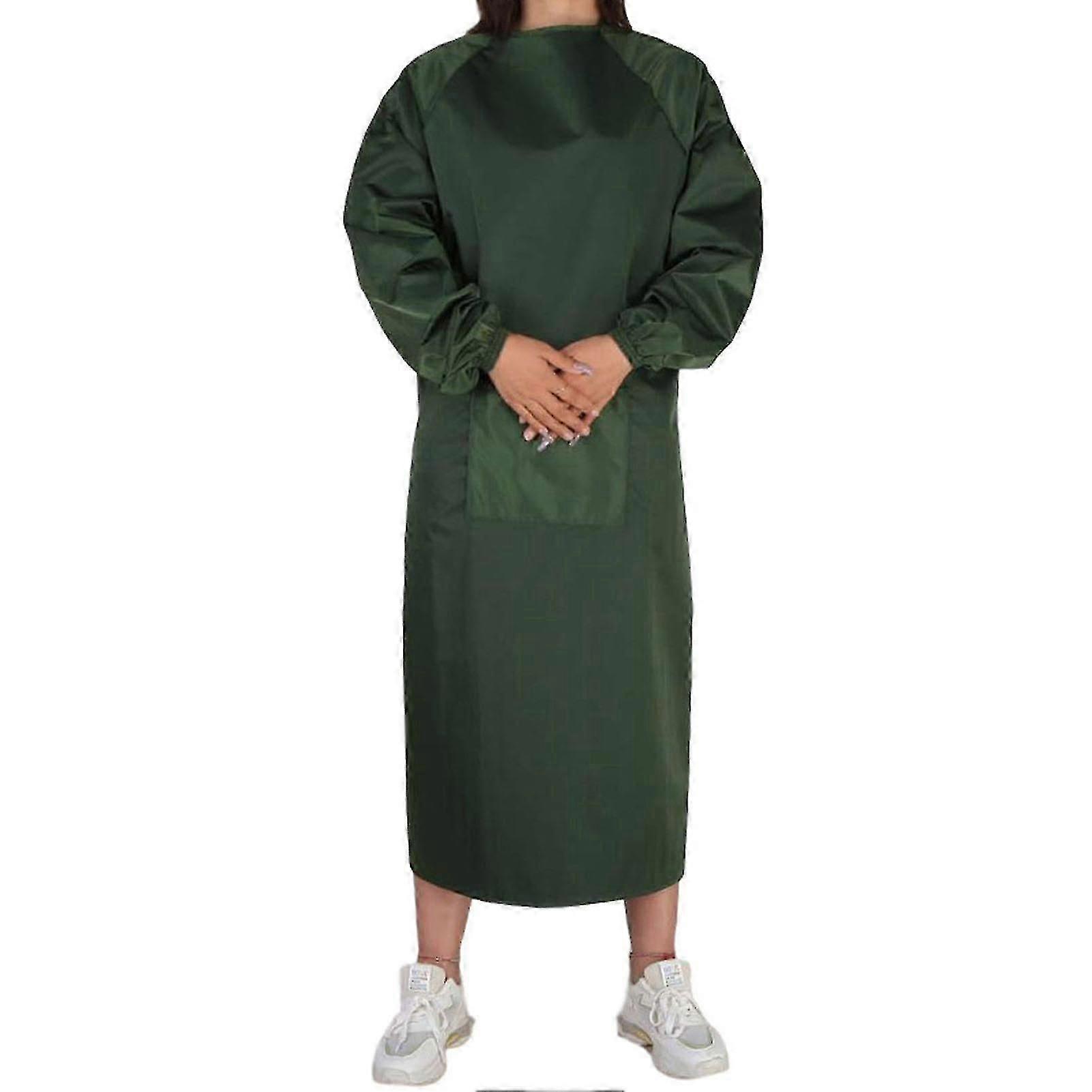 Unisex Waterproof Canvas Apron with Large Pockets Elastic Long Sleeves for Chefs Grill Restaurant Bar Shop Jikaixiang