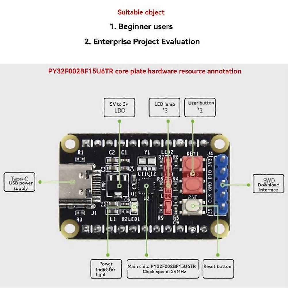 PY32F002BF15U6TR PY32F002B PY32F002 Core Development Board Module 24Mhz 32-Bit ARM Microcontroller 24KB Flash