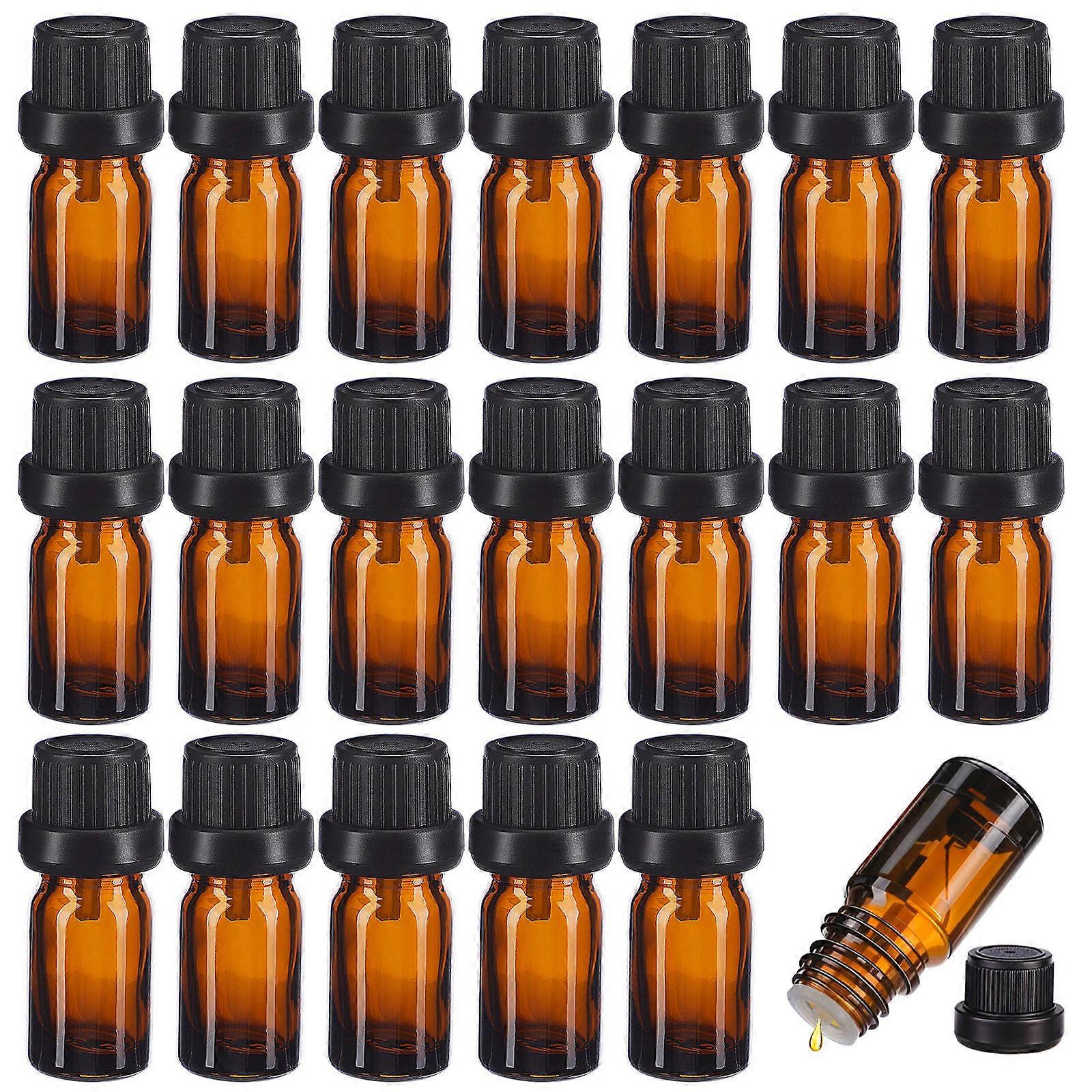 20pcs 5ml Essential Oils Bottles Amber Glass Bottles Refillable Sample Container