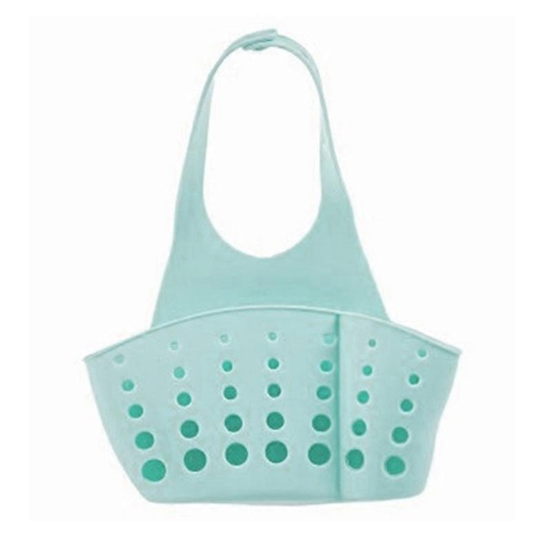 Adjustable snap-button sponge storage basket for kitchen sinks, sponge drain rack, faucet storage bag