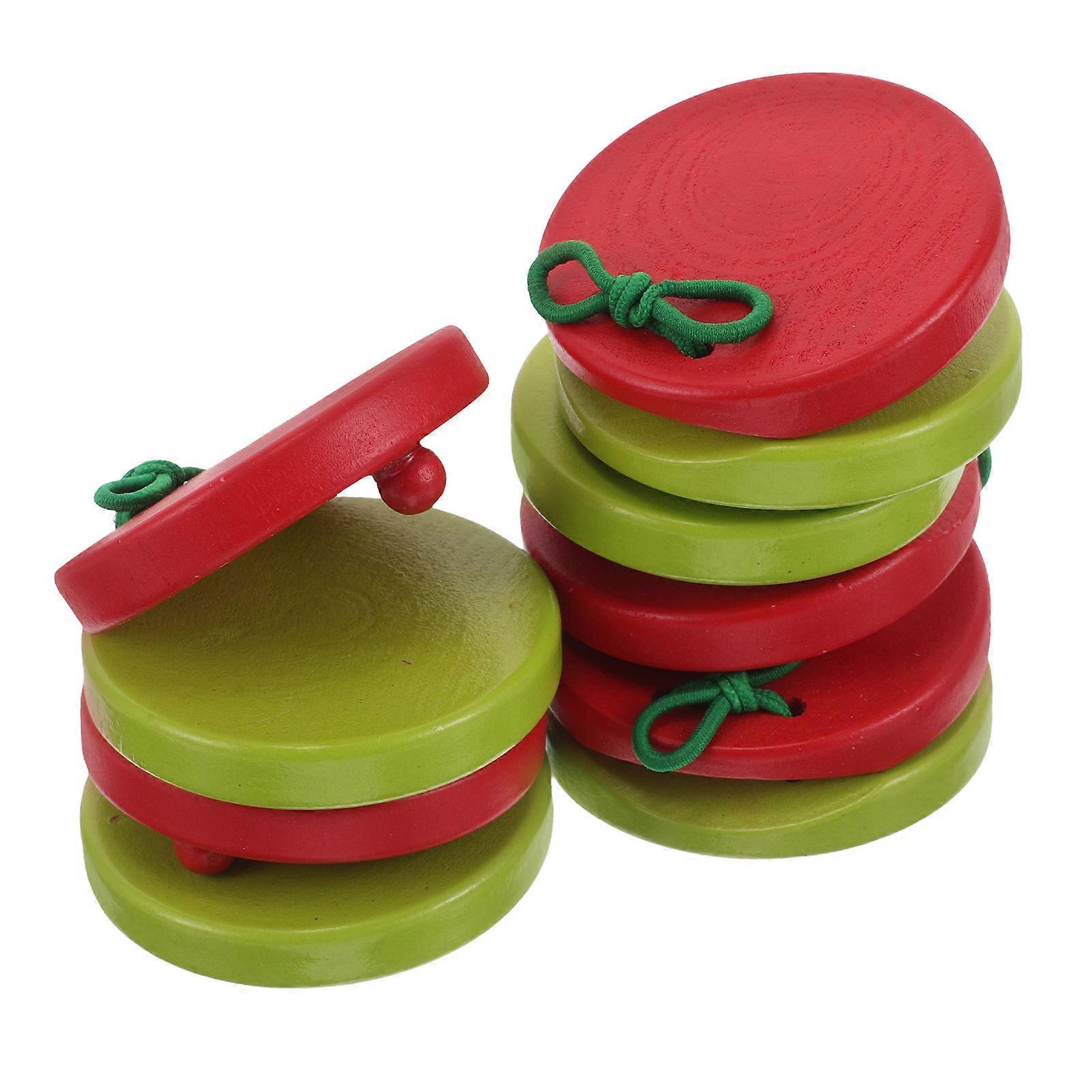 Wooden Castanets 5Pcs Handheld Percussion Instrument For Kids In Multi-Colored For Rhythm Development In Classroom Settings