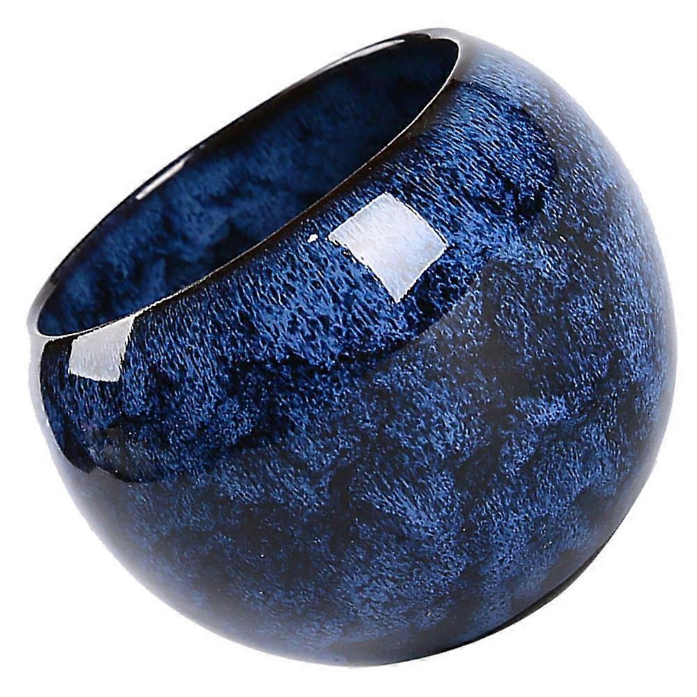 Blue Household Tea Cup Ceramic Drinking Cup for Home 2Pcs Set