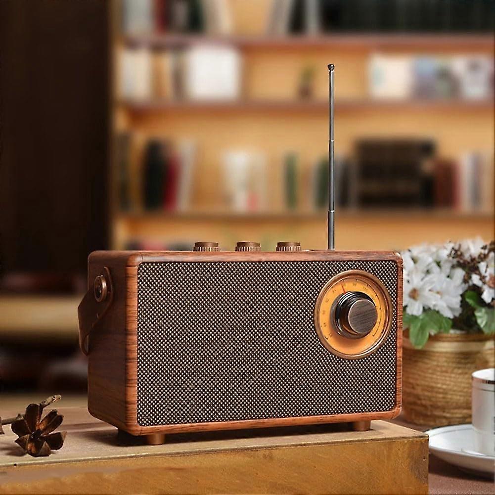 Bluetooth Retro Radio with Bluetooth 5.1, Enhanced FM, USB TF AUX Support, Vintage Wireless Speaker