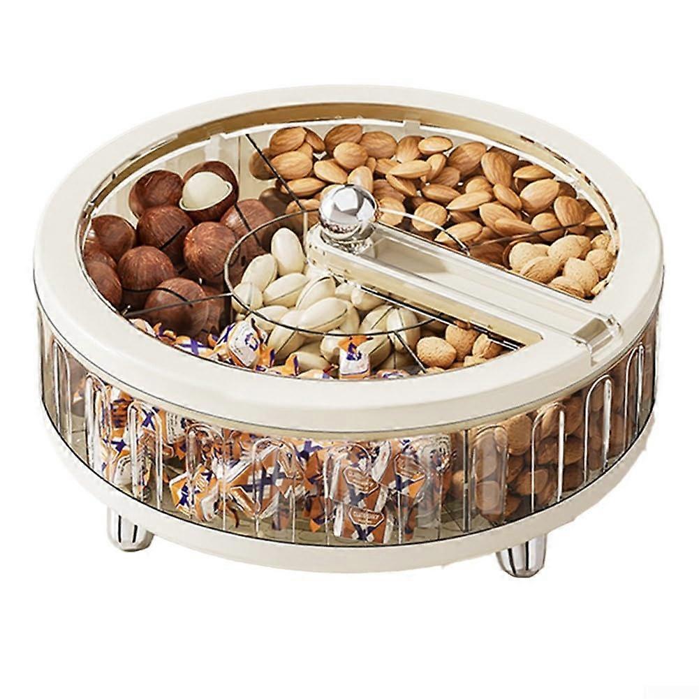 Snack Organizer Tray with Multiple Compartments, Cream PET Dried Fruit Storage Container, Large Capacity