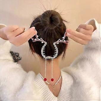Elegant Christmas Reindeer Antler Hair Clip, Festive Holiday Hair Accessories for Women & Teens 14+, Christmas Hair Accessories