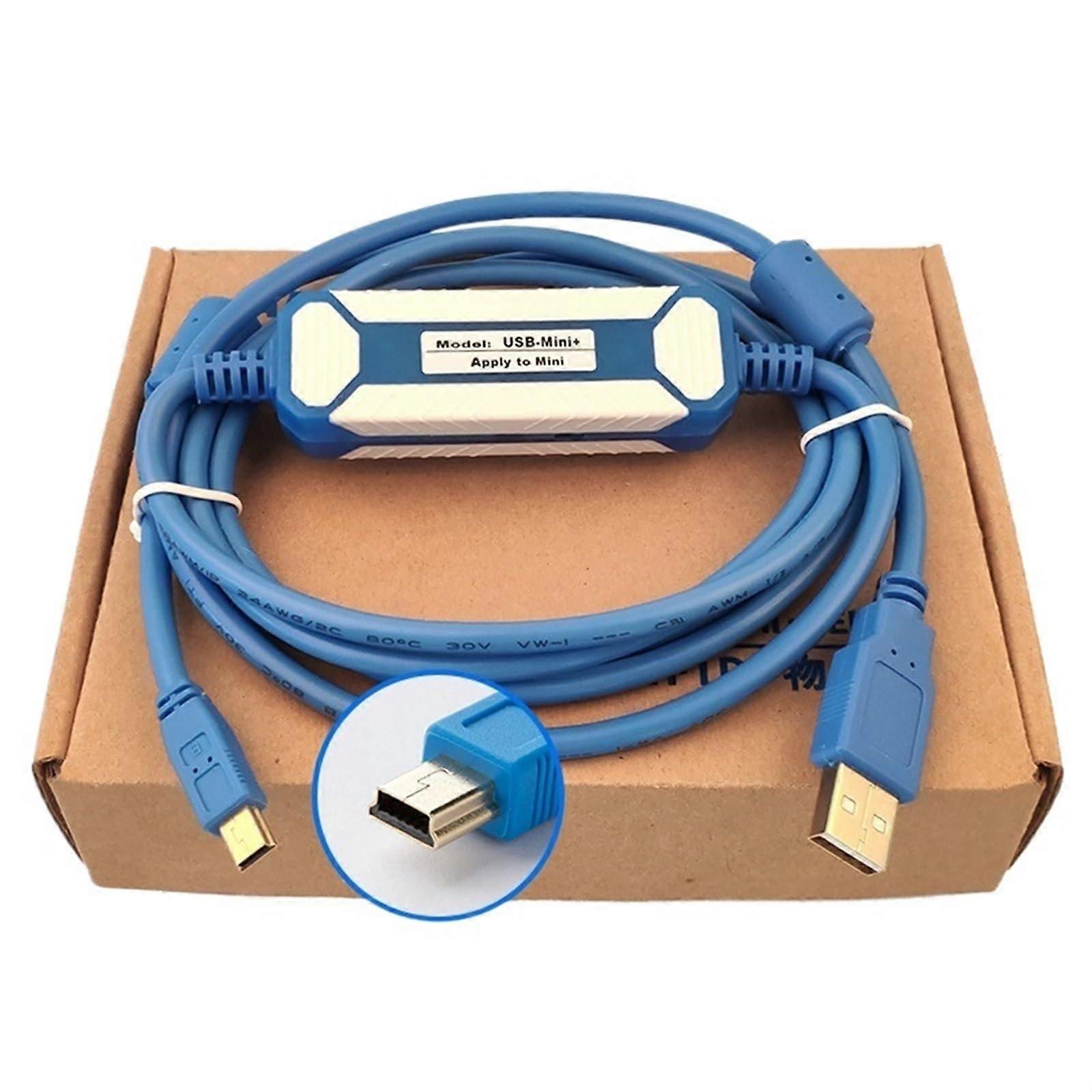 PLC Programming Cable USB to Mini USB for Mitsubishi Q Series ADM3160 Chip 2m Stable Connection