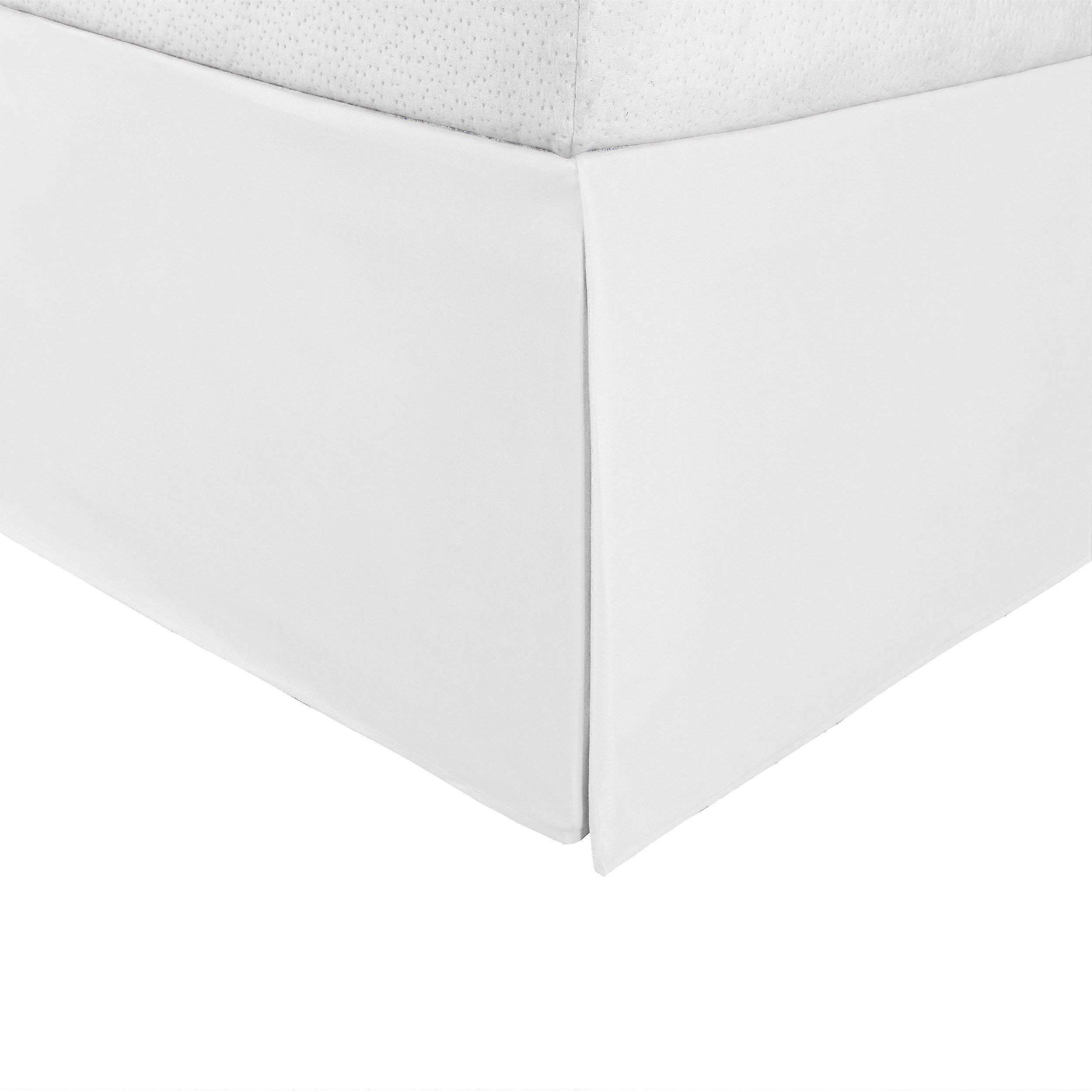 King Bed Skirt White 22 Inch Drop Split Corner Tailored Design Conceals Underbed Storage