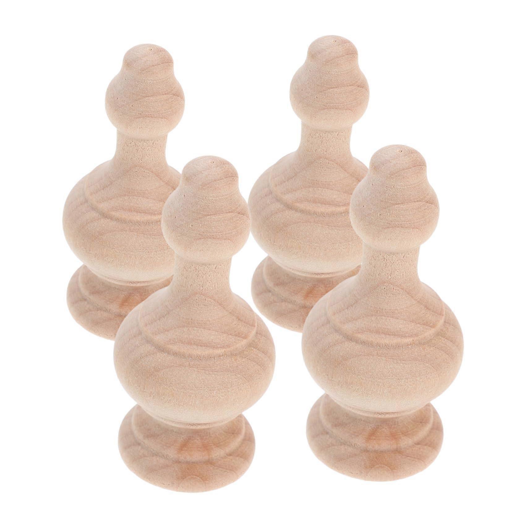 4Pcs Solid Wood Rustic Balusters with Carved Detailing for Coffee Table and Home Decor