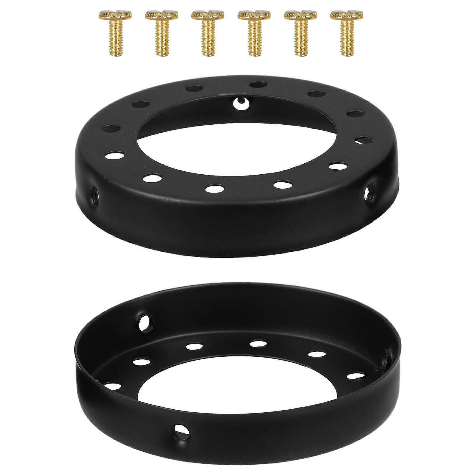 2pcs Black Metal Lampshade Collar Rings for Ceiling Pendant Light Shades with Secure Fixing